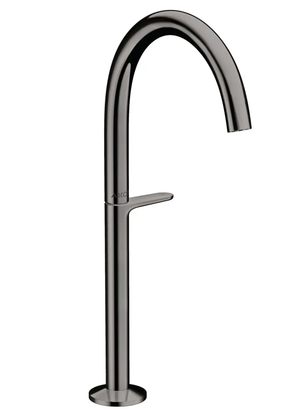 Waschtischmischer aus hochwertigem Material in poliertem Schwarzchrom. Hersteller: AXOR. Geeignet für Aufsatzwaschtische, mit integrierter Push-Open Ablaufgarnitur.